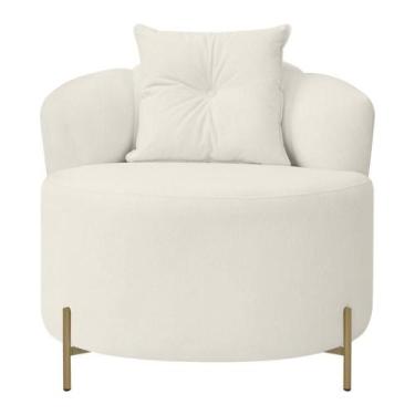 Imagem de Poltrona Orgânica Grecia Redonda Pés Em Metal Bouclê Bege - SOFA STORE