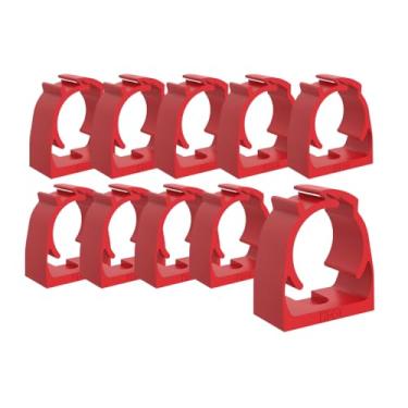 Imagem de Kit 10Un Abraçadeira P/Eletroduto 1/2pol PVC Antichamas Reforçado (Vermelho)