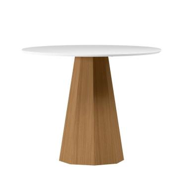 Imagem de Mesa Redonda 4 lugares Com Vidro de 100cm  Sem Cadeiras Chelle Ype - Off White - ÉdeCasaMóveis