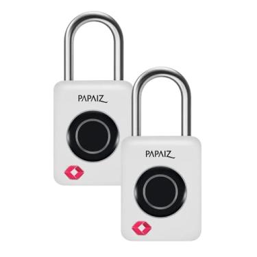 Imagem de Kit 2 Cadeados TSA Digital 35B Brancos com Biometria e Senha Numérica – Leitura Rápida e Alta Segurança para Viagens
