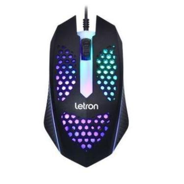 Imagem de Mouse Letron USB, Gamer Led, RGB, 3 Botoes 1000 Dpi, Preto