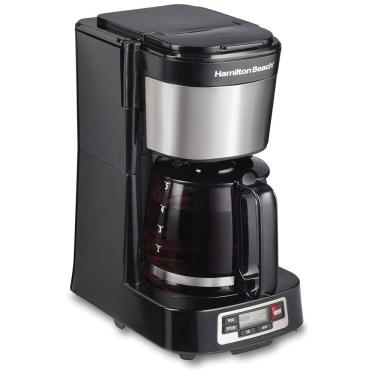Imagem de Máquina de Café Hamilton Beach 5 Xícaras com Cesta FrontFill, Design Compacto, Relógio Programável, Jarra de Vidro, Pausa Automática