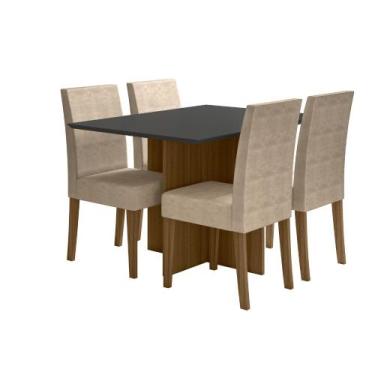 Imagem de Sala de Jantar Helo 120x90 Com Vidro 4L Cadeiras Josi Poliman Móveis, 