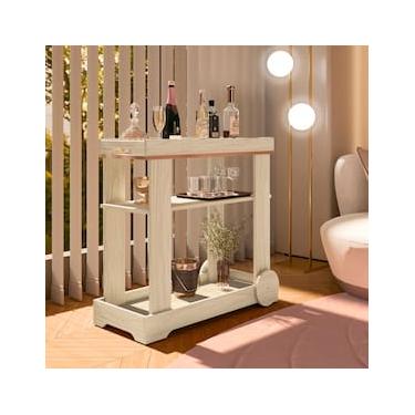 Imagem de Carrinho Bar Artely Móveis Rosé 1 Prateleira Rodízios Funcionais MDF