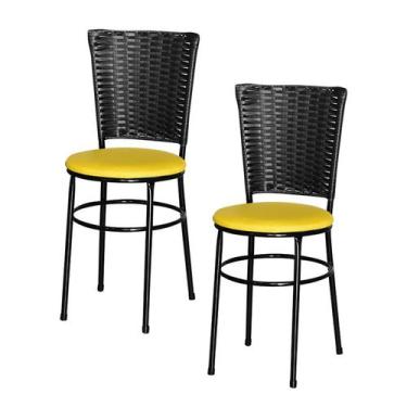 Imagem de 2 Cadeiras para Mesa Preta Hawai Preto - Laumar, Amarelo