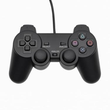 Imagem de Kit com 2 Controles Joystick para PS2 e PS1 com sistema de vibração e 