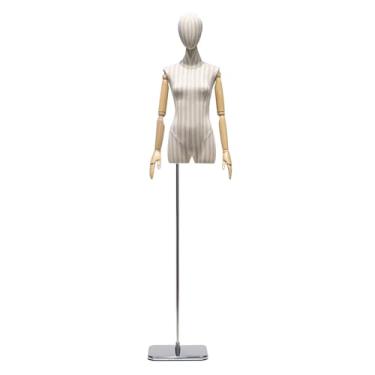 Imagem de Manequins de varejo com torso de algodão e linho, altura ajustável de 73 a 96 polegadas, manequim feminino, destacável e giratório(Silver)