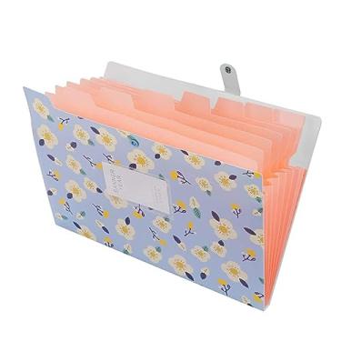 Imagem de Pasta de arquivo expansível, organizador de arquivos sanfonado portátil A4 pasta organizadora de documentos de plástico bolso com fecho de botão de pressão, azul