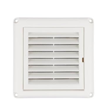 Imagem de Teqooza Tampa de ventilação com persiana de 10 cm para secadora externa, capa de saída de ar de exaustão com rede de tela de janela embutida para uso em escritório em casa, branca