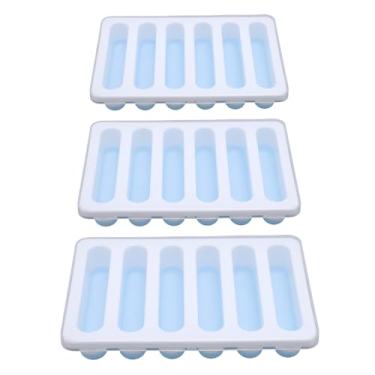 Imagem de Asixxsix 3peças de bandeja para picolé, molde plástico de silicone para cubos de gelo longos com tampa removível à prova de vazamentos, bandeja reutilizável para picolé