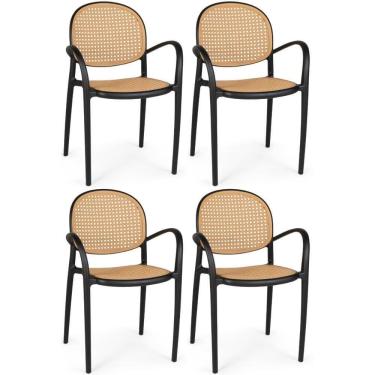 Imagem de Kit 4 Cadeiras De Jantar Roma Com Braço Para Sala E Cozinha - Preto