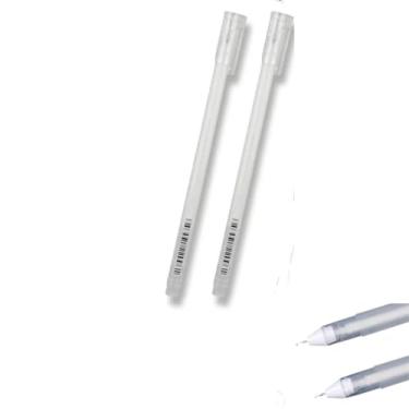 Imagem de Kit 2 Caneta Prata, Dourada ou Branca Gel Ponta Fina Gelly Roll 0.6mm Para Design de Sobrancelha Desenho Marcador Colorir Canetas Brancas Pintar Livros Profissional Artesanato (Branco)