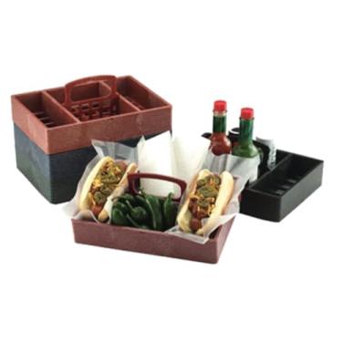 Imagem de A-to-Z Supply Organizador de mesa 289-HS-HS1046-CH, 25,4 cm x 17,8 cm x 5 cm de profundidade, 4 compartimentos, polietileno, carvão, seguro para micro-ondas e lava-louças, suporte empilhável, pacote