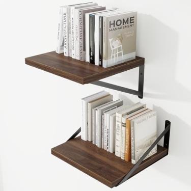 Imagem de Prateleiras de parede profundas 30 cm L x 30 cm P Prateleiras flutuantes de madeira projetada para parede, suporte de metal resistente, decoração de casa, armazenamento para sala de estar, quarto