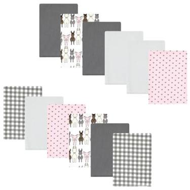 Imagem de Luvable Friends Hudson Baby Flanela Burp Panos, conjunto com 12 unidades, Barn Pals Pink, 14x20 inches