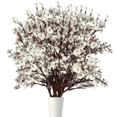 Imagem de Babys Breath, Babys Breath Flores artificiais, 10 peças, toque real, verde branco, faça você mesmo, flores artificiais de seda decorativas para festa de casamento em casa