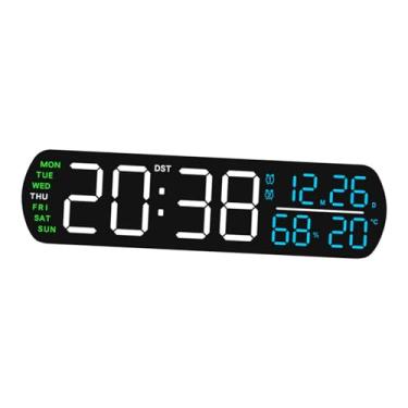 Imagem de Generic Despertador digital Relógio digital Fácil de usar Inteligente Portátil Utilitário Moderno LED Display Relógios de mesa para sala de chá interna Mesa, Branco