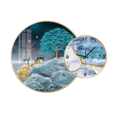 Imagem de ZzleoyuUUs-12 Relógio de parede de cerâmica pintura de parede conjunto de relógios de parede arte de parede relógios pendurados luxo high-end moderno decorativo para sala de estar quarto hotéis