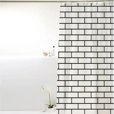Imagem de Cortina Box Banheiro Poliéster Com Ganchos 198x180cm Div Est (198cm x 180cm, Tijolo)