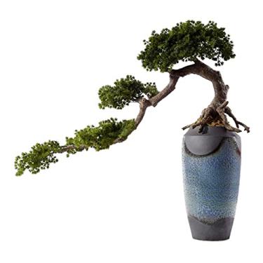 Imagem de Plantas artificiais, árvore de bonsai artificial, 99 cm, plantas falsas, para ambientes internos, grandes, com vasos de cerâmica para casa, decoração de escritório, vaso falso