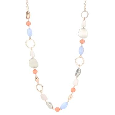 Imagem de Dazylleco Colar longo com contas douradas/ouro rosa para mulheres, grosso, longo, com contas de resina, moda, suéter, corrente, bijuteria, presentes, Resina, Sem Pedra Preciosa