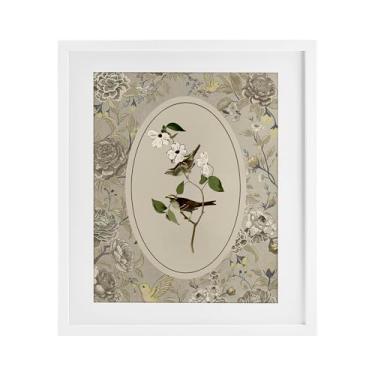 Imagem de Stupell Industries Pássaro e Toile em Neutros Impressão Emoldurada Branco Design sob Vidro por Radhika Modi, 21 x 17