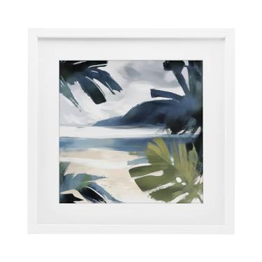 Imagem de Stupell Industries Impressão emoldurada branca Beachy Tropical Vibes sob vidro por Elara Yasna, 40,6 x 40,6 cm