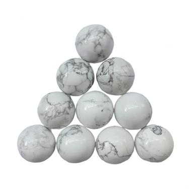 Imagem de Afucats Pedra de energia de meditação bola de cristal turquesa howlita branca natural, 0,78 polegadas/peça, pedras decorativas para ambientes internos, ornamento Feng Shui (10 peças)
