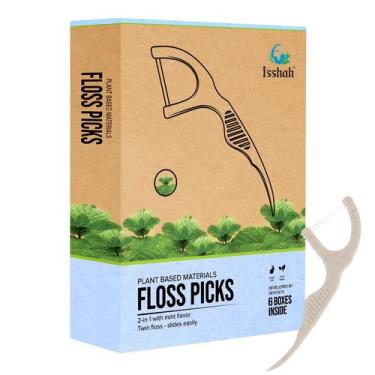 Imagem de Dental Floss Picks Isshah Twin Floss 300 unidades com sabor de menta