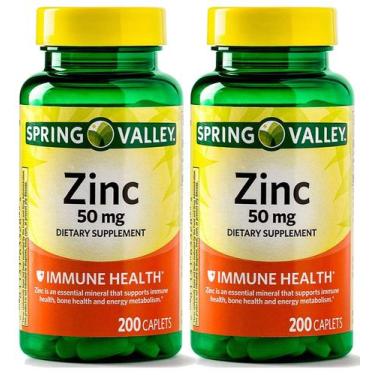 Imagem de Suplemento de zinco Spring Valley 50 mg 200 comprimidos, pacote com 2 