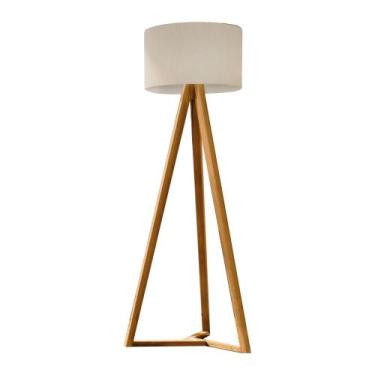 Imagem de Luminária de Chão Classic Tripé 1,58m 110V Madeira Mel Com Cúpula - Mó