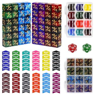 Imagem de FourDragons 110 Pieces MTG Abilities Keyword Tokens 12mm Dice Counters Set for Magic The Gatering, MTG Life Counter Buff Tokens with Box, Compatible with TCG CCG Magic Card Games Accessories