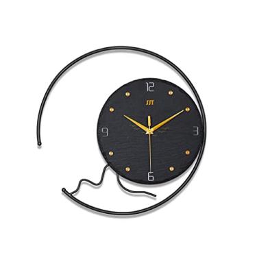 Imagem de Relógio de parede com pêndulo preto para decoração de sala de estar, decoração criativa de parede de cozinha, 39 x 39 cm, relógios de parede para casa e quarto