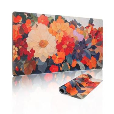 Imagem de Yuansm 90 x 40 cm, mouse pad grande, teclado e mouse pad para computadores domésticos e trabalho e laptop grande, flores desabrochando