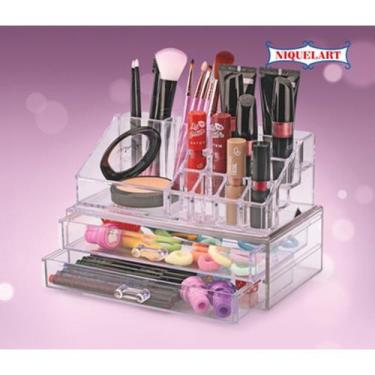 Imagem de Organizador Cosmético Maquiagem Batom Pincel Divisória Com Gaveta Dupl