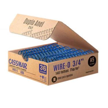 Imagem de Wire-o Para Encadernação A5 3/4 2x1 Para 140fls Azul 36un - Cassmar 