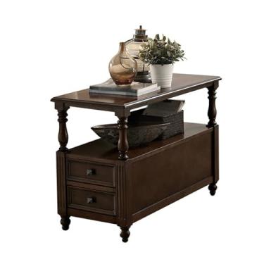 Imagem de Mesa lateral de sofá, aparador lateral, armário de armazenamento, mesa de canto de madeira maciça, mesa lateral, sala de estar, armário de mesa de centro com encaixe simples, armário lateral criativo