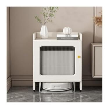 Imagem de Organizador de vassoura de armário de armazenamento, vassoura removível, robô, prateleiras, armário de armazenamento, sala de estar, armário lateral, sala de estar, suporte de armazenamento (branco)