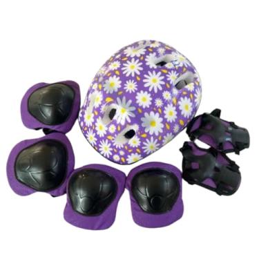 Imagem de Kit De Proteção Infantil P/Skate Bike Patins Cor:Lilas flores