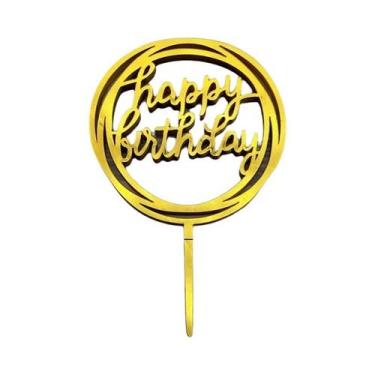 Imagem de Conjunto De Topper De Bolo De Aniversário Preto E Dourado 10 Peças 32 