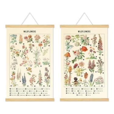 Imagem de Cartaz vintage pendurado em quadro de flores de Chenkaiyang 32x55cm 2P