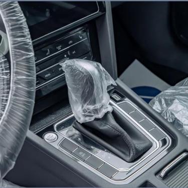 Imagem de 100 peças de capa universal descartável de freio de mão, 100 peças de protetor de freio de mão de carro de uso único para ônibus de caminhão automotivo, proteção de freio de mão automático, manga de