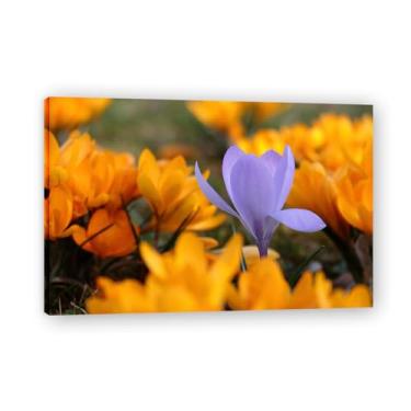 Imagem de Arte em tela roxa em amarelo vibrante pôr do sol Valley – Impressão de natureza fresca para sala de estar emoldurada 60 x 90 cm