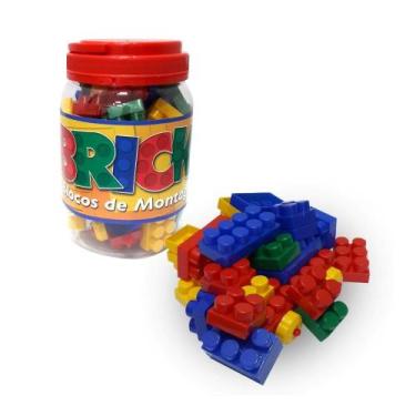 Imagem de Jogo Blocos Para Montar Gala Plático Colorido 56 Peças