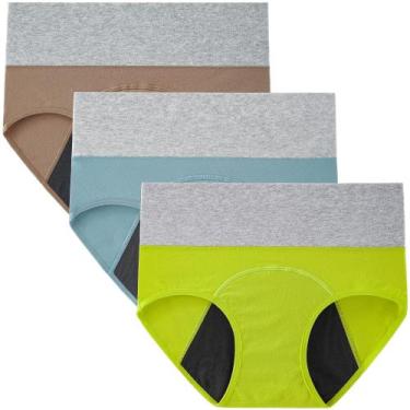 Imagem de Roupa íntima de época INNERSY de algodão de cintura alta, pacote com 3