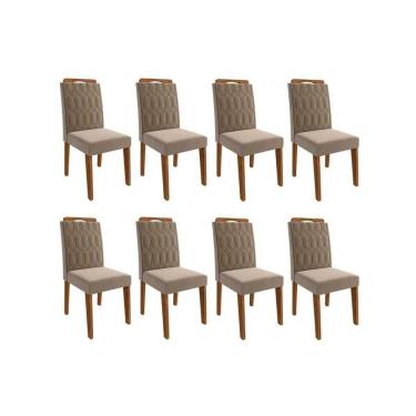 Imagem de Cadeira Sala De Jantar Paola Wood Kit 8 Un Carvalho/suede Joli Capuccino - Cimol