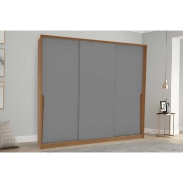 Imagem de Guarda Roupas 3 Portas De Correr De E 4 Gavetas Porto Freijo/cinza - Politorno