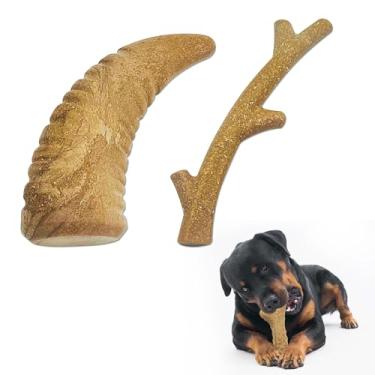 Imagem de CARELAX Brinquedos duráveis para mastigar cães para mastigar agressivos – Sabor real de bacon, pacote com 2 indestrutíveis para cães grandes, opções médias e extragrandes disponíveis, tamanho-1
