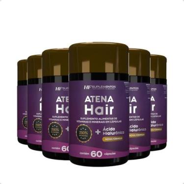 Imagem de 6x atena hair + ácido hialurônico 60 caps hf suplementos