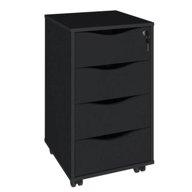 Imagem de Gaveteiro 4 Gavetas Com Chave E Rodízios Pit Preto